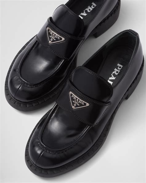 prada black leather slip on loafers|Prada loafers women white.